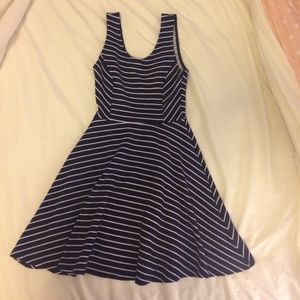 Navy Blue and White Striped Dress